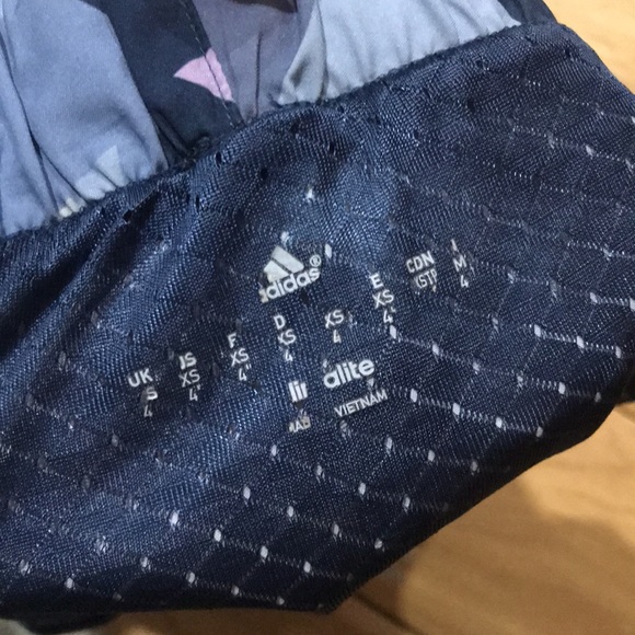 ADIDAS Geometric Running Athletic Workout Shorts XS Navy Blue Purple Grey - Picture 7 of 11